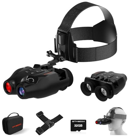 4k Binoculares Visión Nocturna Prismáticos de Visión Nocturna - Alcance 300m en Oscuridad Total, 5X Zoom, Grabación 1080P, Infrarrojo Ajustable, Resistente para Exteriores