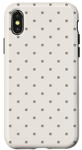 Niedliche Sterne Beige Schwarz Girly Aesthetic Hülle für iPhone X/XS
