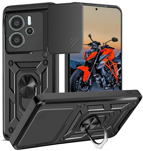 Hülle für redmi note 14 4G (Internationale Ausgabe）(Nicht mit 5G)， Kameraschutz mit Slide Camera, Rüstung Schutzhülle mit 360 Grad Ring, Metall Halter Magnet Ständer, Silikon Stoßfest Handyhülle