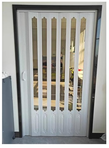 Weiß Pvc Falttür Extra Hoch 214 220cm, Falttüren Innentüren Breite 150 110 120 100 130 160 96, Faltschiebetür Komplettset Raumtrenner Innentür Dachboden Küche Balkon Kellereingang(135x214cm/53.1x84.3i