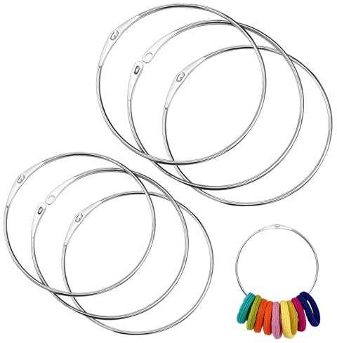 QMLING 6 Stück Warenring, Schlüsselring Groß 150mm 120mm, Metallring mit Schnellverschluss, Vielseitiger Metallring zum Aufhängen von Schlüsseln (Silber)