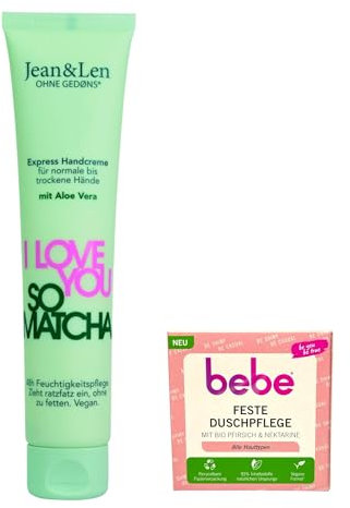 Jean&Len Handcreme I love you so matcha, 75 ml + 1x Bebe feste Duschpflege