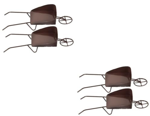 HOMSFOU 4pcs Miniature Wheelbarrows for Dolls House Metal Mini Barrow Vintage Charm for