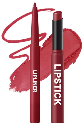 Erinde Lippenkonturenstift und Lippenstift Set, Mattes Finish Lipliner & Lipstick, Langanhaltend und Hochpigmentiert, Weichgezeichnetes Lippen-Make-up, Für Perfekte Konturen und Mattes Samtgefühl #11