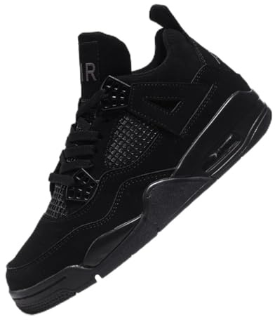 TBJ Air 4 Retro Sportschuhe Herren Damen | Skateboarding & Basketballschuhe | Bequeme Turnschuhe mit Hohem Komfor schwarz EU39