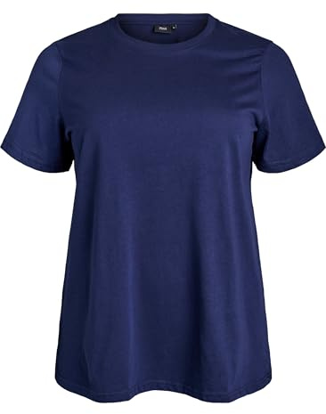 Zizzi Damen Große Größen T-Shirt Baumwolle Kurze Ärmel Größe Gr XXXL Peacoat