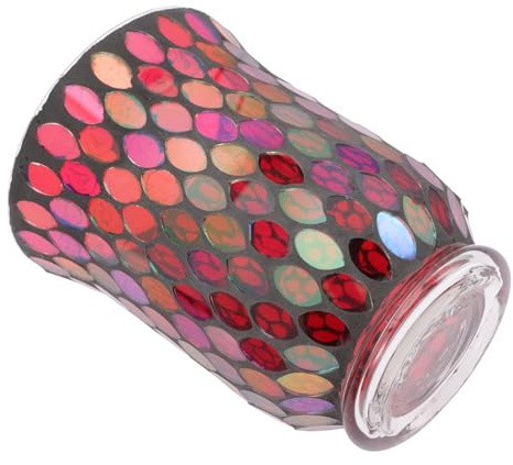 Toyvian Modern Red Glass Candle Holder for Dining Table and Dorm Decor, Easy to Use and Not Easy to Deform, Simple Structure Glass Candle Stand, Elegant Mosaic Design for Home Decoration