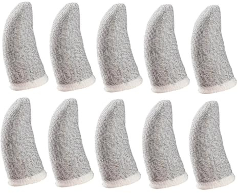 VALICLUD Breathable Finger Protectors 10pcs Anti-Sweat Wear-Resistant Thumb Sleeves Silver Fiber Edge for Mobile Gaming and Esports Fingers