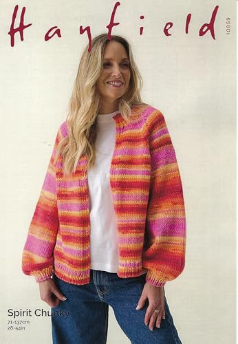 Hayfield Chunky Knitting Pattern Pamphlet - 10859 Ladies Cardigan (28-54ins)