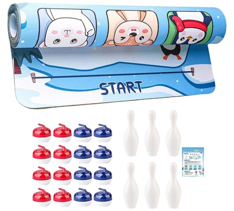 Befeixue Tischcurling Spiel - Eisstockschießen Wettkampf-Set,Tragbares Gesellschaftsspiel Geschenk Für Kinder Jugendliche Erwachsene Fans Mädchen