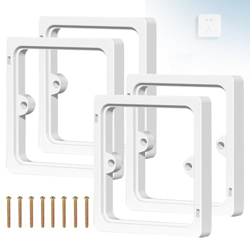 4Pcs Light Switch Spacer, 10mm Socket Spacer Single Socket Spacers with 40mm Screws, Wall Protector for DIY & Renovation (White)