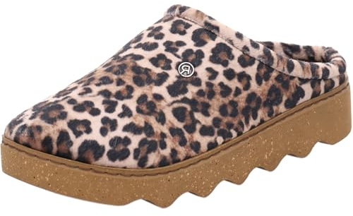 Rohde Damen Pantoffel Plateau Hausschuh mit Leopardenmuster Foggia-D 6102