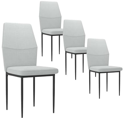 GOLDFAN Esszimmerstühle 4er Set Grau Moderner Stoff Stuhl mit Hoher Rückenlehne Küchenstühle mit Schwarz Beine, (4 Stühle)
