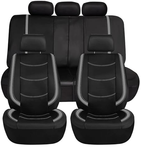 WJDMB Auto Sitzbezüge für Skoda Kodiaq Karoq Fabia 2007-2025, Atmungsaktiv Komfortabel Schonbezug Autositz für Autositze Ganzjähriger Schutz Pflegeleicht,Grey^A