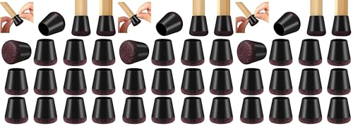 Vinabo Patins pour Chaises, Protection Pied de Chaise en Silicone, 16 Pcs Protege Pied de Chaise avec Tampon Feutré, Capuchons Antidérapants pour Sols en Bois, Réduire Bruit et Rayures (14 mm-20 mm)