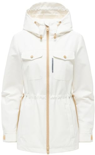 MARIKOO Damen Parka (XS-3XL) mit Kapuze, Brustpattentaschen, Taillenweite verstellbar - N132