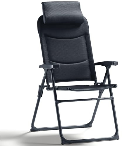 Westfield Outdoors Zenith Ergofit, Campingstuhl 5-Fach Faltbar, Rauchgrau | Gartenstuhl bis 140 kg Belastbar, Atmungsaktiv, Verstellbare Kopfstütze, für Garten, Camping