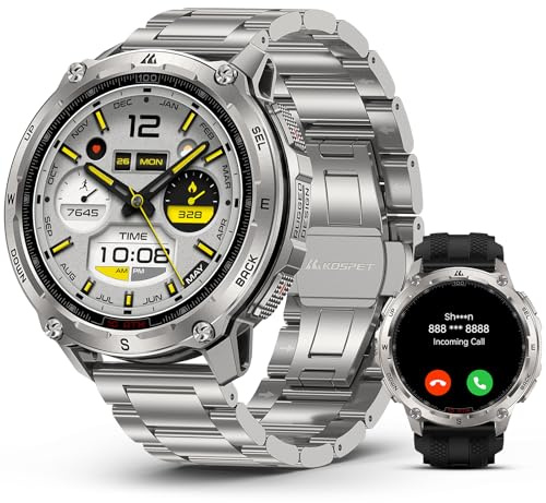 KOSPET TANK T4 Special Edition Smartwatch Uomo Rugged, Mappe Offline, IP69K | GPS a 6 Satelliti, Impermeabile 10 ATM, Batteria 15 Giorni, Chiamate Bluetooth, 180+Modalità Sportiva, Monitor Salute 24/7