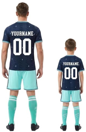 2026 Fußball Trikot Personalisiert mit Eigenem Namen und Nummer Fussballtrikot für Kinder Erwachsene Heim- Auswärtstrikots Fussball Trikot Set mit Football T-Shirt, Shorts, Socken