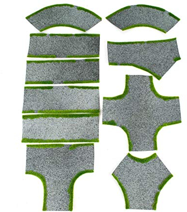 War World Gaming Straße Set von 10 Kreuzungen, Gerade und Kurve Abschnitte - 28mm Tabletop Spiele Gelände Modellbau Modell Diorama
