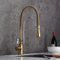 KunMai Einhebel-Wasserhahn mit hohem Bogen, schwenkbar, Dual-Modus, ausziehbar, Küchenspüle, Wasserhahn mit Porzellangriff in Gold und Chrom, bleifrei, massives Messing, cUPC-zertifiziert,