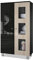 Vladon Vitrine Denjo, Made in Germany, Standvitrine mit 2 Türen und 3 Glaseinsätzen, Schwarz matt/Schwarz Hochglanz/Eiche Sägegrau (71 x 129 x 35 cm)
