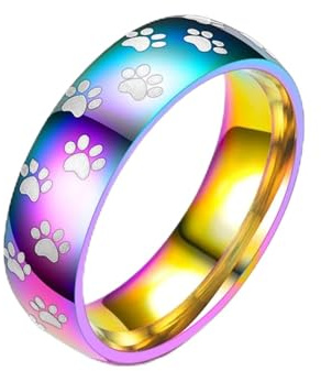 Beydodo Edelstahl Verlobungsringe Herren Damen mit Hundepfote Rund 6 MM Verlobungsring Trauring Silber