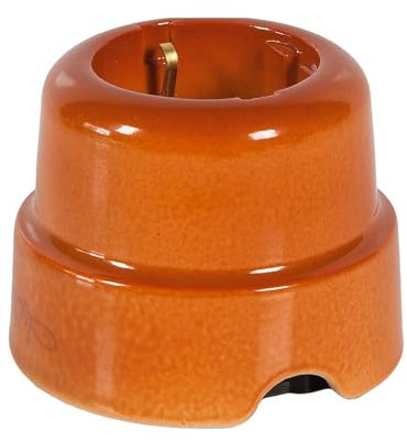 FANTON Presa elettrica schuko tedesca vintage in ceramica colore TERRACOTTA 2P+T 16A da parete in porcellana installazione cavo tessile stile retrò 84011TC