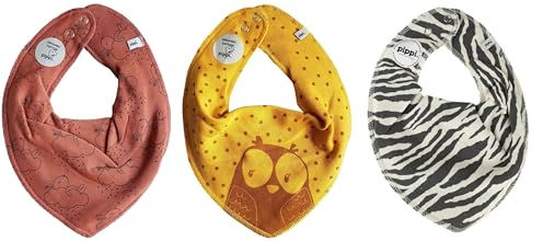 Pippi Baby Halstuch 3er Set Baby Halstücher Dreieckstücher Lätzchen (Redwood)