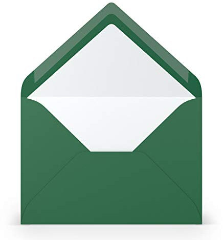 PAPERADO 50 Briefumschläge DIN B6 Tannengrün gerippt Dunkel-Grün - 100 g/m² Kuvert Ohne Fenster 17,8 x 12,5 cm - Umschläge mit Nassklebung spitze Klappe