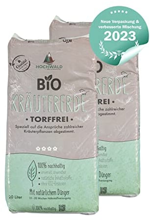 Hochwald - Bio Kräutererde 40 L torffrei mit nachhaltigem Langzeitdünger - Erde mit Natur Dünger für Kräuter - Blumenerde für Haus, Balkon & Hochbeet - Bioerde mit Bodenhilfsstoff für Zimmerpflanzen