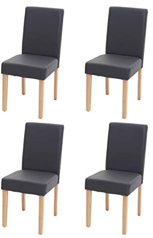4er-Set Esszimmerstuhl Stuhl Küchenstuhl Littau MVG-Zertifiziert - Kunstleder, grau matt, helle Beine
