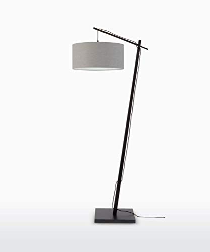 GOOD&MOJO Stehleuchte Andes - Schwarz/Hellgrau - 72x47x176cm - Rund - Leinen - Stehlampe Wohnzimmer & Schlafzimmer - Stehlampe modern