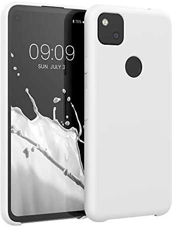 kwmobile Hülle kompatibel mit Google Pixel 4a Hülle - Silikon Handy Case - Handyhülle weiche Oberfläche - kabelloses Laden - Weiß