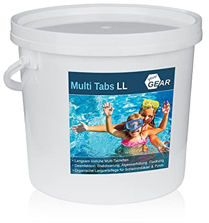 yourGEAR Multi Tabs LL - 200 g Tabletten mit Chlor Algenverhütung pH Stabilisierung Flockung für kristallklares Wasser in 1 kg oder 3 kg Gebinde zur Auswahl [3kg]