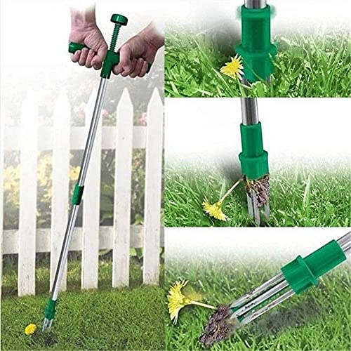 Unkrautabzieher Manueller Unkrautjäter Twist Löwenzahn Puller Unkrautausdreher mit Stahlgriff und 3 Krallen, Stehen Garten Rasen Einfacher Wurzelentferner Grabber Werkzeug
