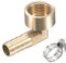 sourcing map Messing Schlauchanschluss Winkelstück 12mm x G1/2 Innengewinde Rechtwinkliger Rohrverbinder mit Schlauchklemme aus Edelstahl