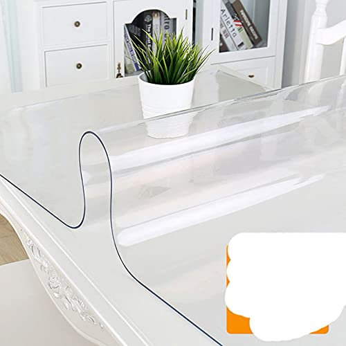 Tovaglia in PVC trasparente impermeabile, antiolio, antiscottatura tovaglia in vetro morbido tovaglia in silicone tovaglia rettangolare sottopiatto-Trasparente,100x240cm