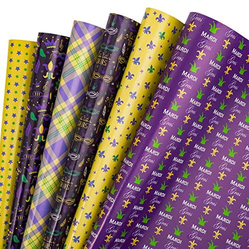 RUSPEPA Geschenkpapierbogen - Karneval Maskerade Partydrucke Für Karneval, Party - 1 Rolle Enthält 6 Blätter - 44,5 cm X 1 m Pro Blatt