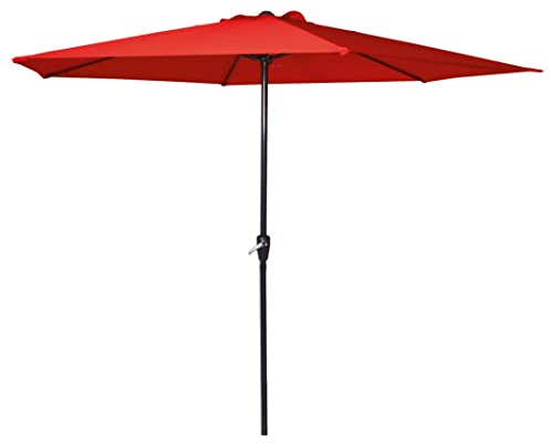 habeig Sonnenschirm Marktschirm Kurbelschirm 300cm in lila, rosa oder rot 3m mit 6 Streben (Rot #53021)