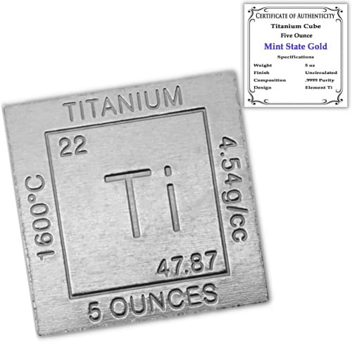 142 g Titanwürfel Briefbeschwerer, 32 mm, 99,99 % rein, Chemie-Design mit Echtheitszertifikat