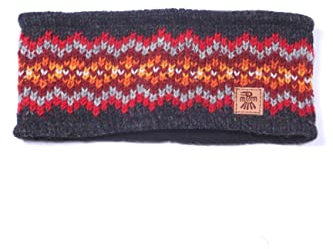 Pachamama Women Wool Ear Warmer Headband Fleece Lined Handknitted Shetland Multicoloured One-Size Handmade Fair Trade