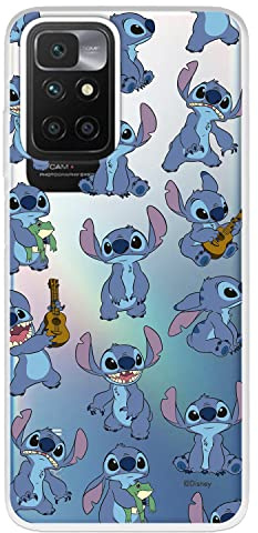 Schutzhülle für Xiaomi Redmi 10, offizielles Lilo & Stitch Stitch Muster, transparent, zum Schutz Ihres Handys, flexibles Silikon, mit offizieller Disney-Lizenz
