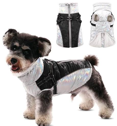 CITÉTOILE Hundemantel Winter,Warmer Hundemantel mit Geschirr, Wasser & Winddichte Reflektierender Wintermantel Hund, Hundejacke mit Reißverschluss und Stehkragen für Grosse Hunde, L