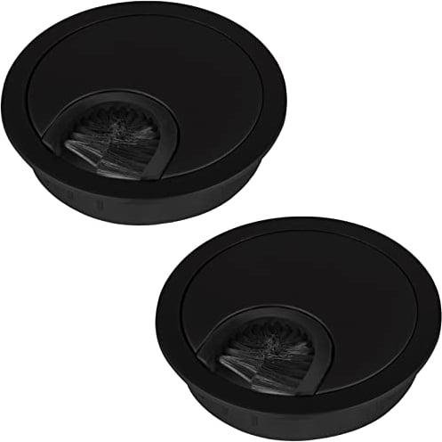 SOTECH 2 pezzi Passacavi in metallo Dimensione foratura Ø 68 mm nero opaco con guarnizione a spazzola Dimensione esterno Ø 76 mm