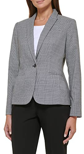 Tommy Hilfiger Damen Plaid Fitted Single Button Blazer Blazer