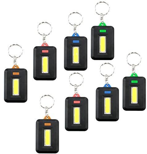 DAZZLEEX 8Pcs Portable Mountaineering Keychain Flashlight Torch Suitable and Flashlight Camping Lighting LED Bright (2Pcs Blue+2pcs Green+2pcs Orange+2pcs Red)