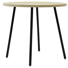 Mimbre Natural Table Basse Ronde en Bois foncé avec Pieds métalliques de Couleur Noire (45 x 45 x 50)