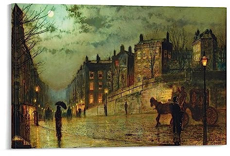 Hampstead Hill von John Atkinson Grimshaw Maler-Kunstwerk, Wandkunst, Leinwandbild, Wohnzimmerdekoration, 40 x 60 cm