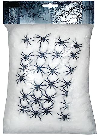 Ciao- Ragnatele Decorative con Ragni, Colore Bianco, Nero, 500g, 31462